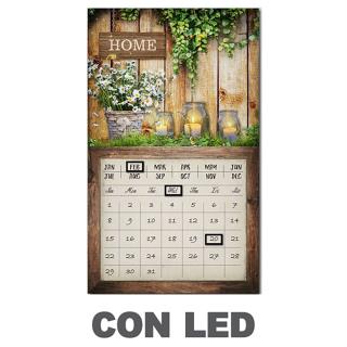 Quadro led con calendario marrone rettangolare cm30x50x1,8