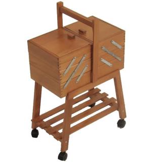 Portalavoro n.20 noce cm34xh47/57x20 c/ruote faggio made in italy