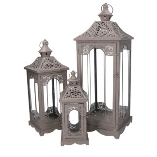 Lanterna metallo 1-3 tortora cm24x24h67/72