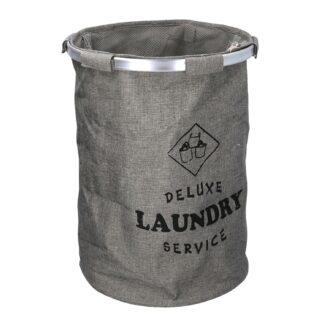 Cestone tessuto sacco grigio tondo pieghevole cm ø40h55