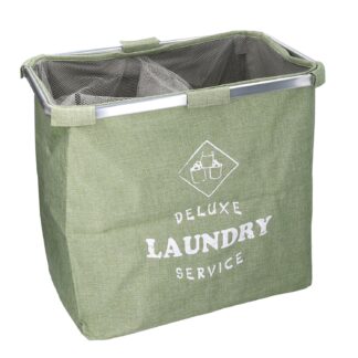 Cestone tessuto sacco verde doppio pieghevole cm54x34.5h50.5