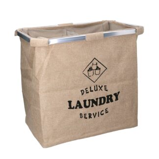 Cestone tessuto sacco beige doppio pieghevole cm 54x34,5h50,5