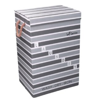 Cestone tessuto laundry grigio con coperchio cm40x30h60