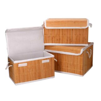 Scatola bambù 1-3 con bordi bianchi cm38x26h22