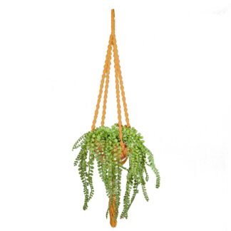 Portavaso pensile tessuto giallo senza vaso cm h110