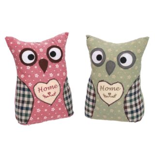 Fermaporta poliestere gufo 2 assortiti rosa e verde cm16x9h20