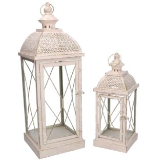 Lanterna metallo 1-2 crema oro quadro cm18x18h54