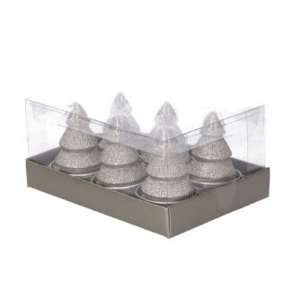 Confezione 6 pezzi candela paraffina albero champagne cm3,5h6