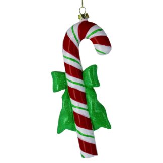 Bastoncino plastica con fiocco rosso e verde cm8x3x18,4