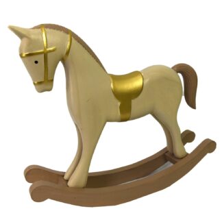Cavallo a dondolo legno oro beige cm26,5x6,5h23