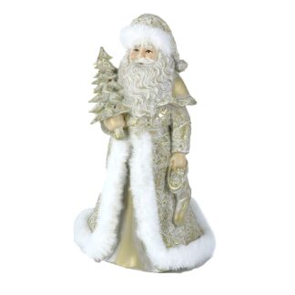 Babbo natale resina bianco oro cm16,5x14h23