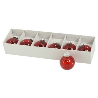 Sfera vetro confezione 6pz rosso e bianco cm25,3x7h4,5