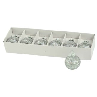 Sfera vetro confezione 6pz argento a righe cm25,3x7h4,5