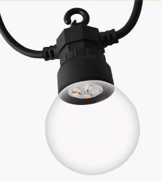 Catena plastica 5m 10 lampadine bianco caldo opaco - immagine 2