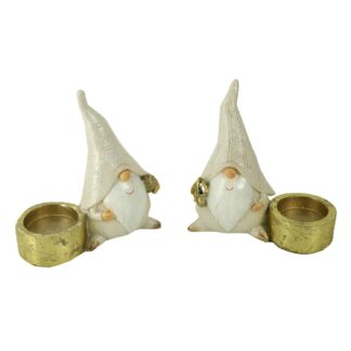 Portacandele resina bianco 2 assortiti cm12x6h13