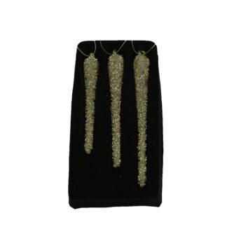 Decorazione vetro ghiaccolo confezione 3pz oro cm20,2x9,5h2,6