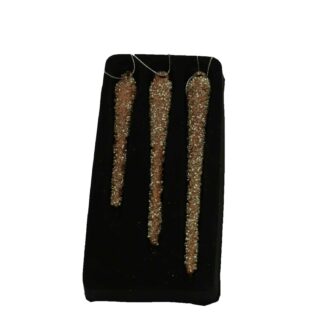 Decorazione vetro ghiaccolo confezione 3pz rame cm20,2x9,5h2,6