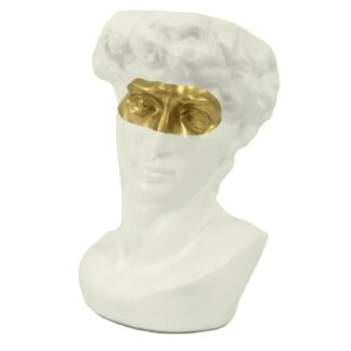 Portavaso resina busto bianco oro cm17x15h24