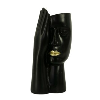 Portavaso resina viso nero cm15x12h29