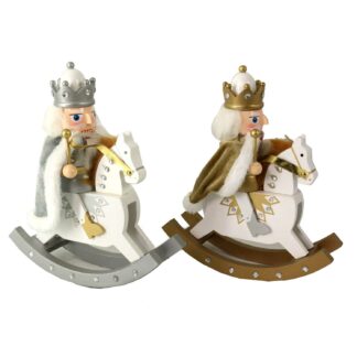 Soldatino legno cavallo a dondolo oro argento assortiti cm25h28