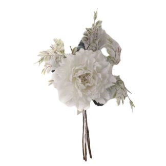 Fiore tessuto peonia bianco cm26x11h8