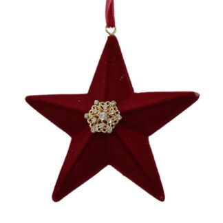 Stella legno velluto rosso cm12x4,3x22,5