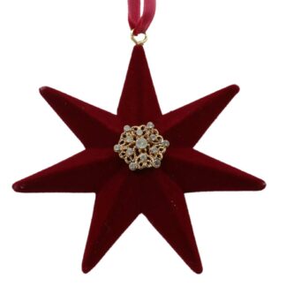 Stella legno velluto rosso cm11x3,4x22