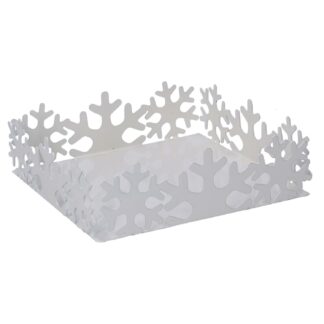 Portatovaglioli metallo fiocco neve bianco quadrato cm16,5x16,5h5