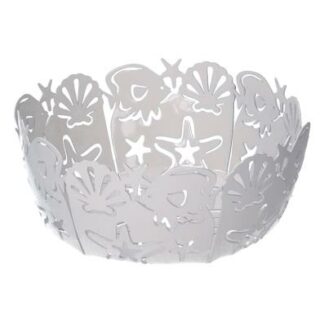 Cestina metallo cavalluccio bianco tondo cm ø20h7