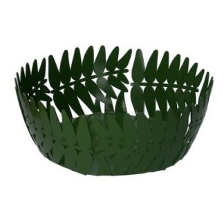 Cestina metallo foglia alloro verde scuro tondo cm ø20h7