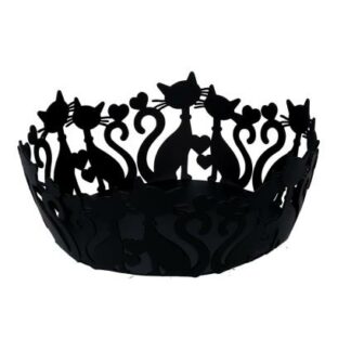 Cestina metallo gatti nero tondo cm ø20h7