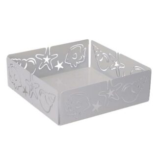 Portatovaglioli metallo mare bianco quadrato cm16,5x16,5x5,5