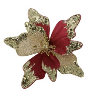 Fiore tessuto bordeaux con clip cmø18