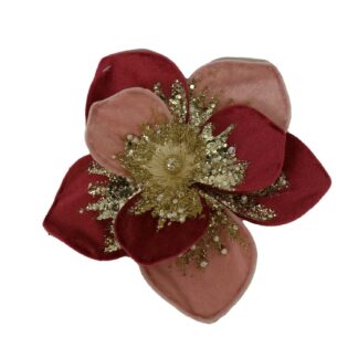 Fiore tessuto rosa con clip cm ø20