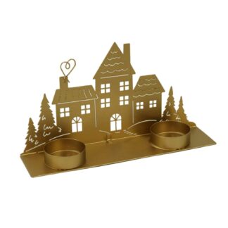 Portacandele metallo oro cm20x5h11