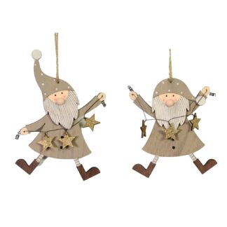 Babbo natale legno beige 2 assortiti cm12x2x17
