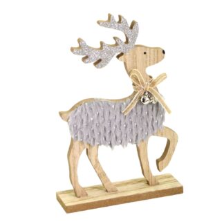 Renna legno tessuto grigio cm14x4,5h22,5