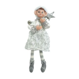 Elfo tessuto argento da appendere cm7x7x17,5