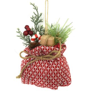 Pacco regalo tessuto rosso cm11x5x15