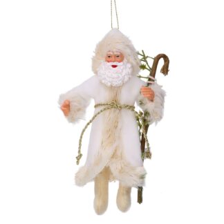 Babbo natale tessuto bianco oro cm10x3x18