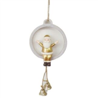 Babbo natale legno con campanello oro cm9x3x21