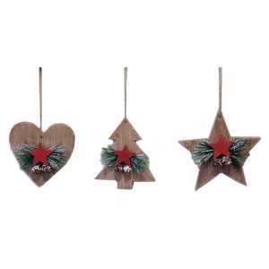 Addobbo legno naturale 3 assortiti cm11x3x13