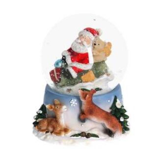 Palla di vetro babbo natale azzurro cm7,5x7,5h9