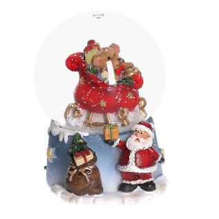 Palla di vetro babbo natale azzurro cm4,5x5h6,5