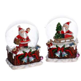 Palla di vetro babbo natale rosso 2 assortiti cm6,8x6,8h8,8