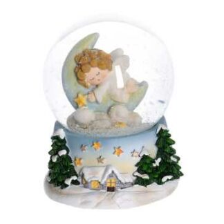 Palla di vetro angioletto azzurro cm7x7,3h9