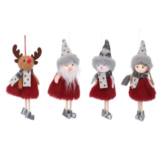 Bambolina tessuto pupazzo rosso 4 assortiti cm4x4x16