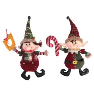 Elfo tessuto verde rosso 2 assortiti cm26x7x39