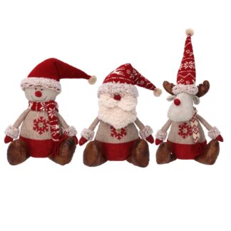 Pupazzo tessuto grigio rosso 3 assortiti cm30x10h32/45