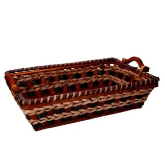 Cesta vimini intreccio crema noce rettangolare cm53x38h13